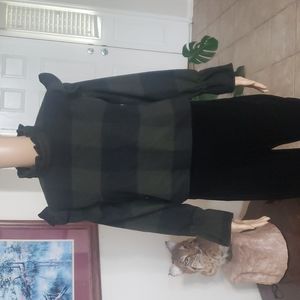 Shein m ruffle neck collar dramatic sleeve buffalo check back zip bell sle…